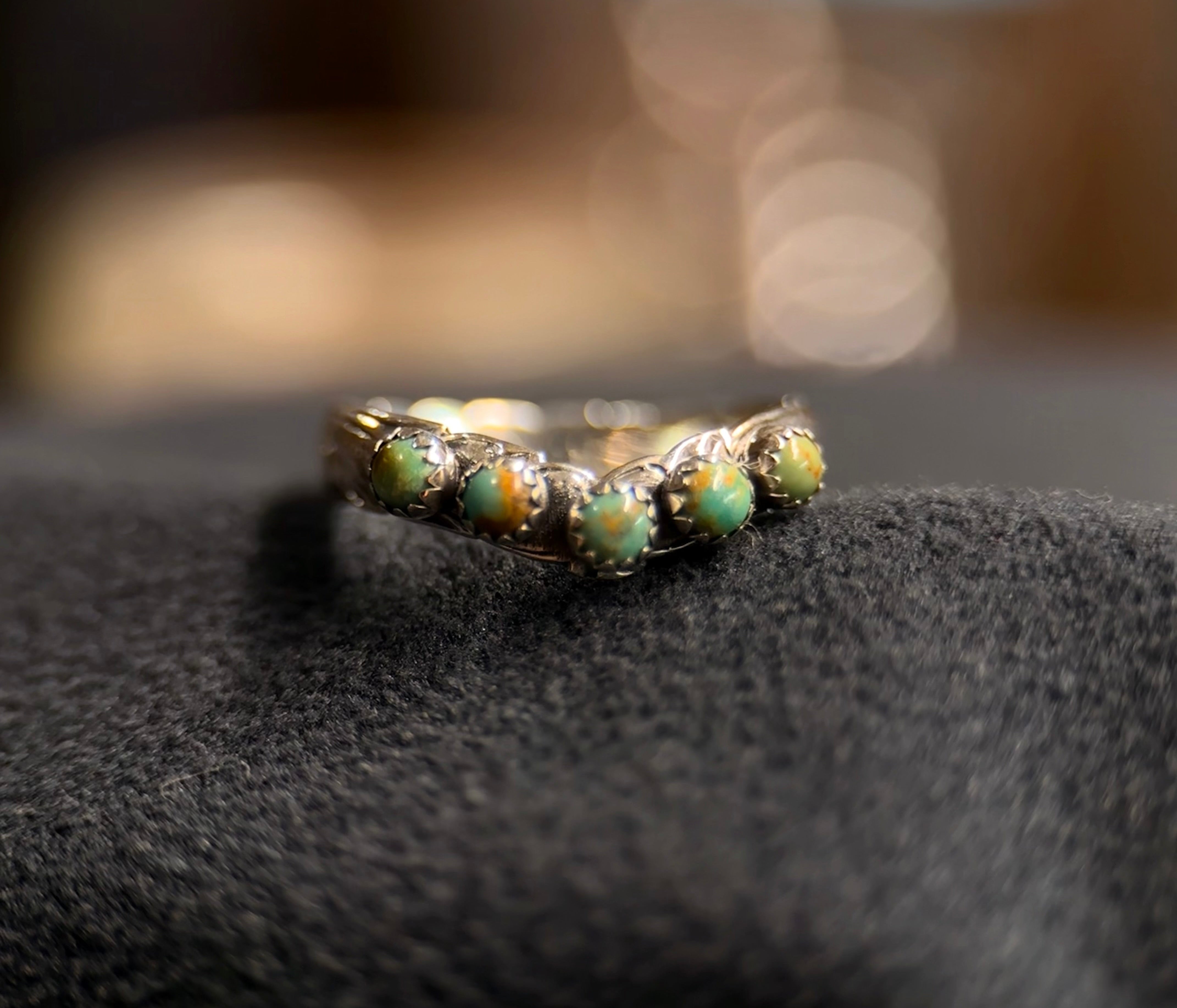 ENGRAVED TURQUOISE 3MM SILVER WEDDING BANDS.