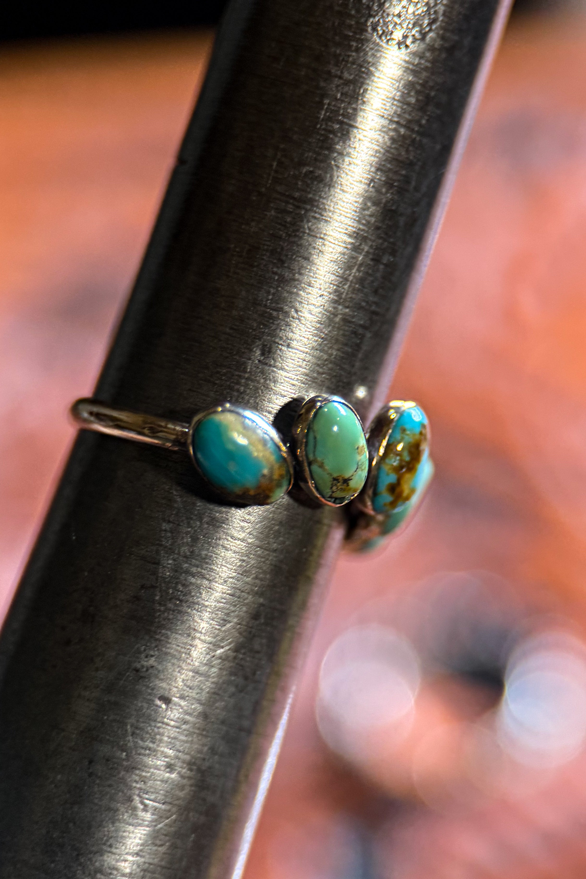 14 karat Oval Gold turquoise Wedding Band.