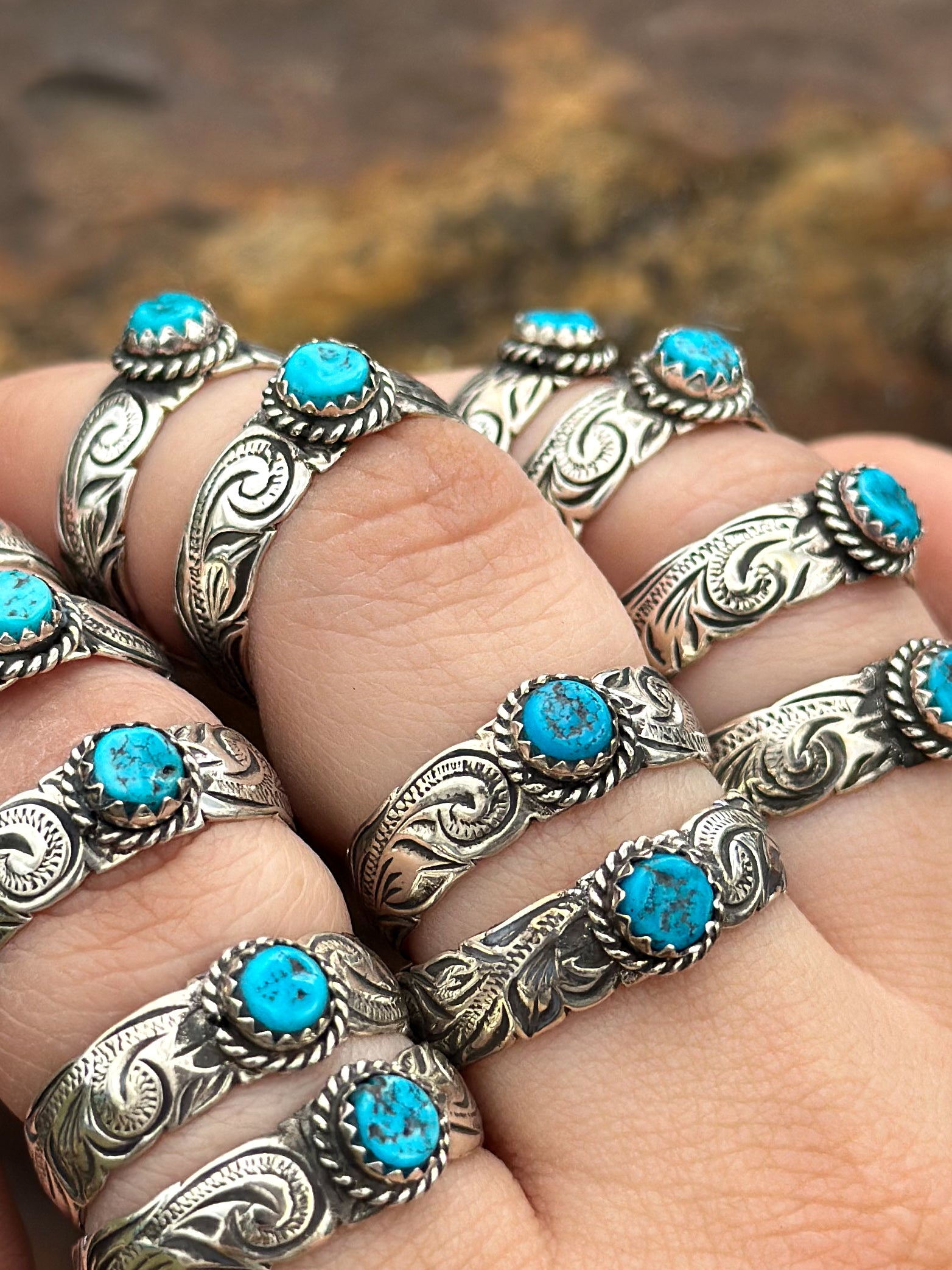 ORIGINAL ENGRAVED STERLING & KINGMAN ENGAGEMENT BAND.