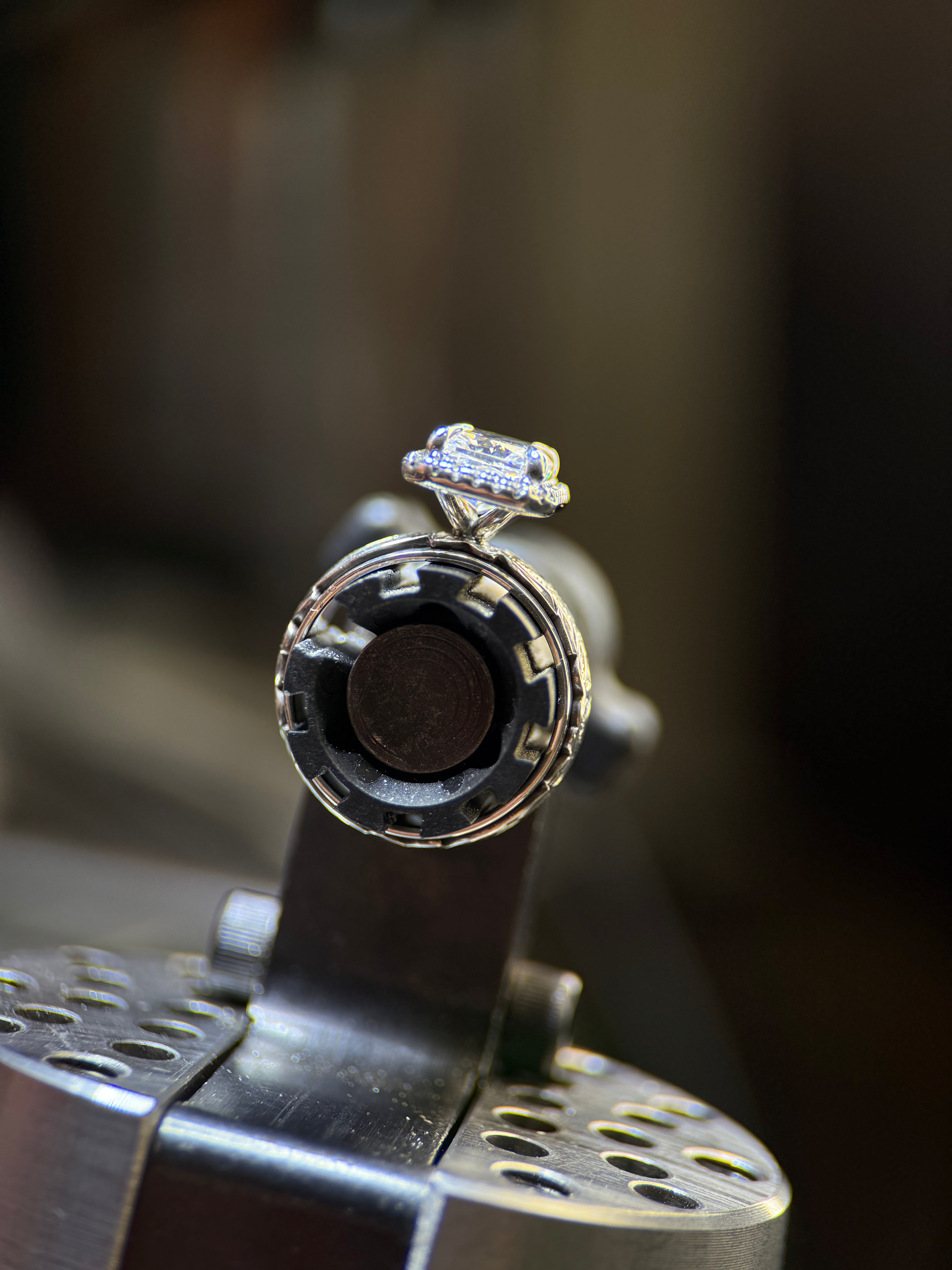 OVERLAY RADIANT CUT ENGAGEMENT RING.