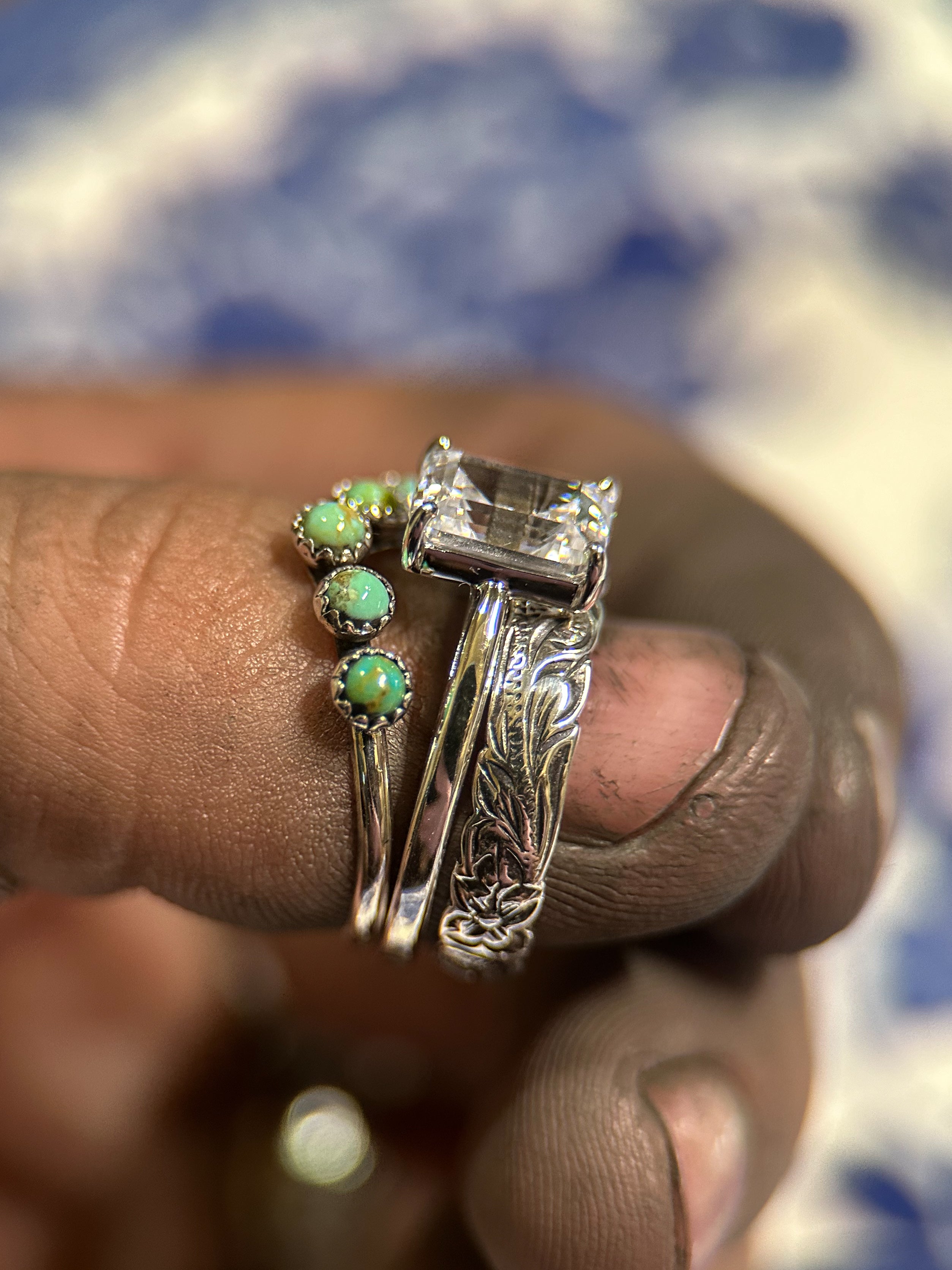 ORIGINAL EMERALD SOLITAIRE SET.