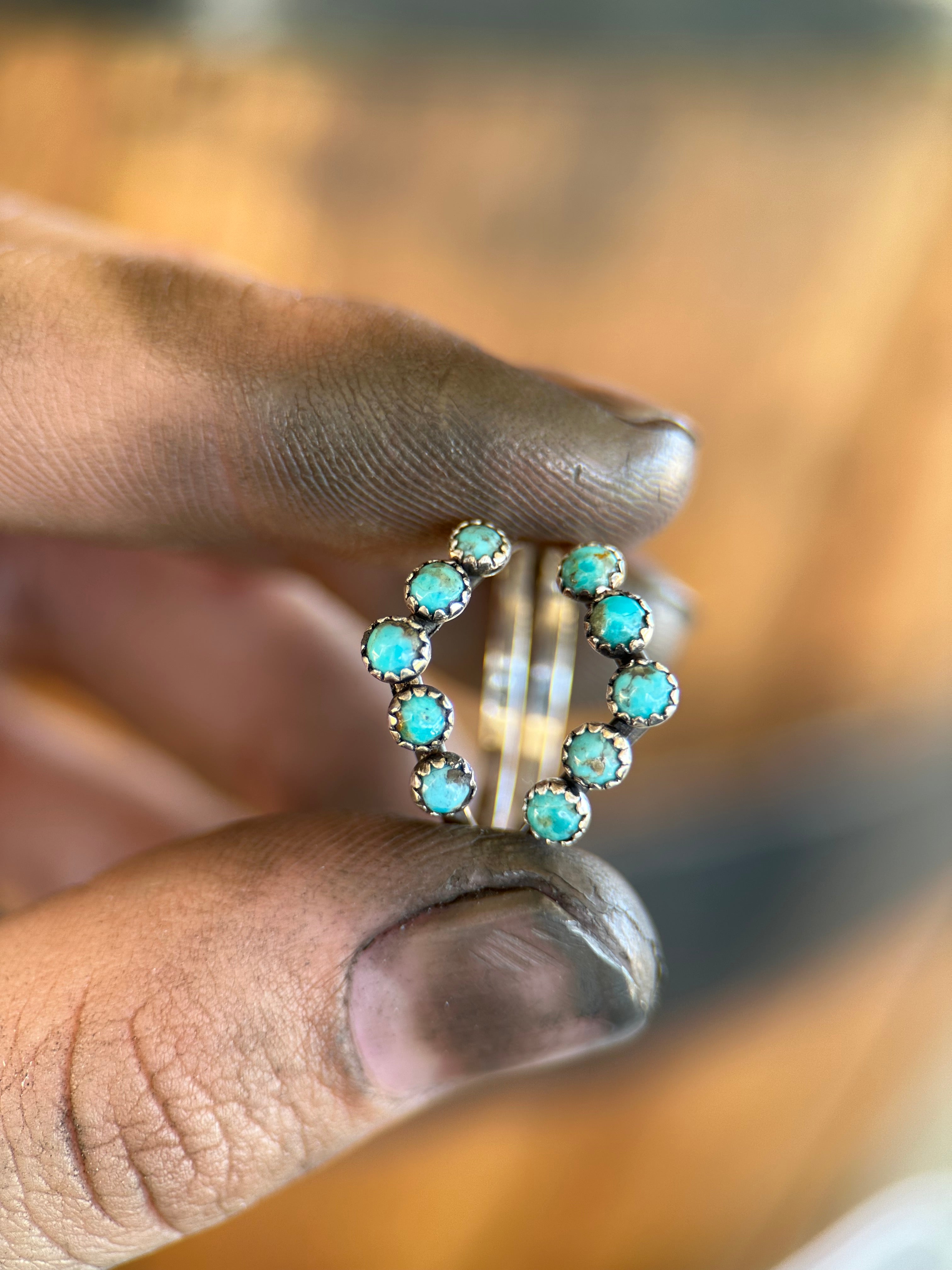 TURQUOISE 3MM SILVER WEDDING BANDS.