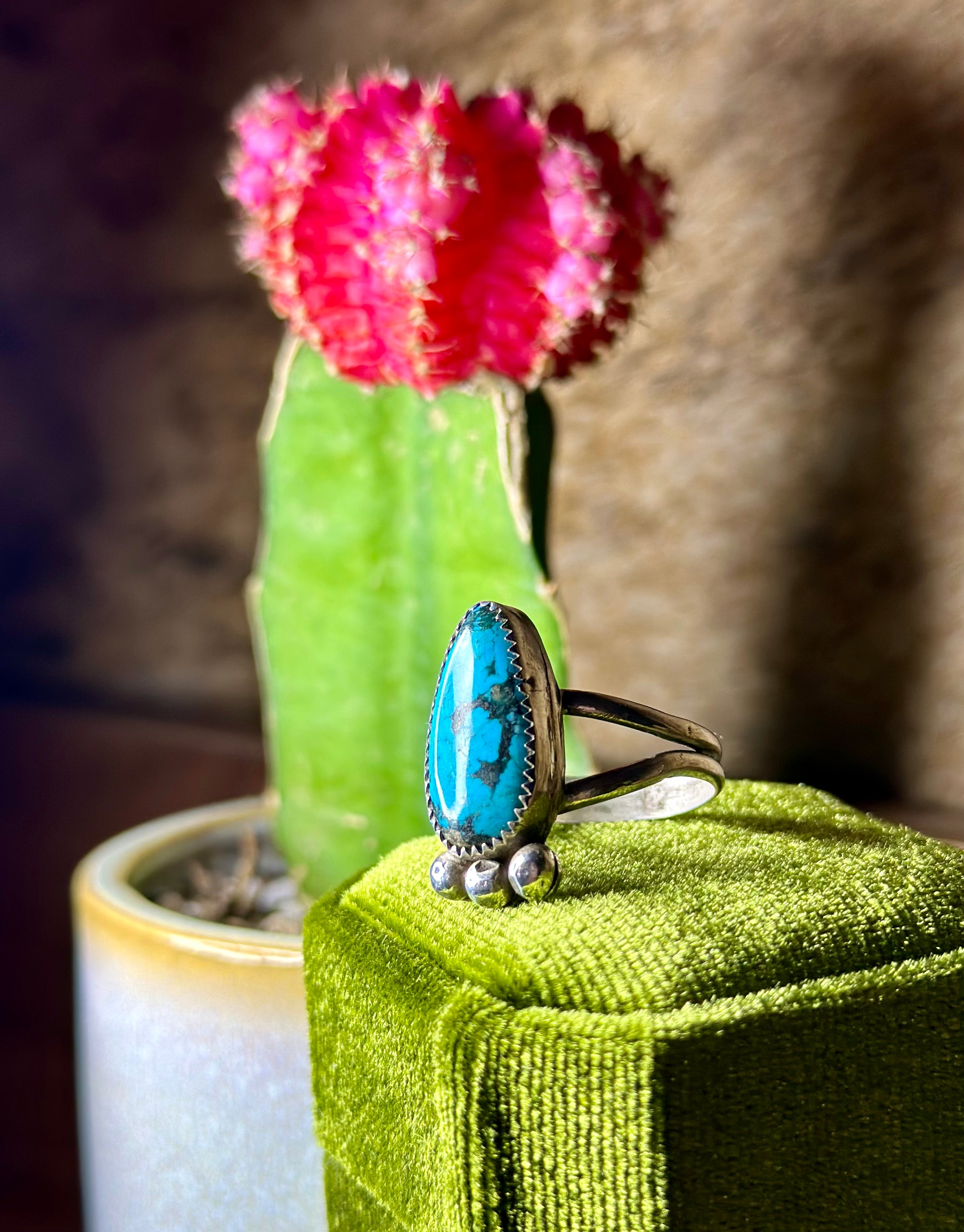 Authentic Smoky Kingman Handmade Turquoise Ring.