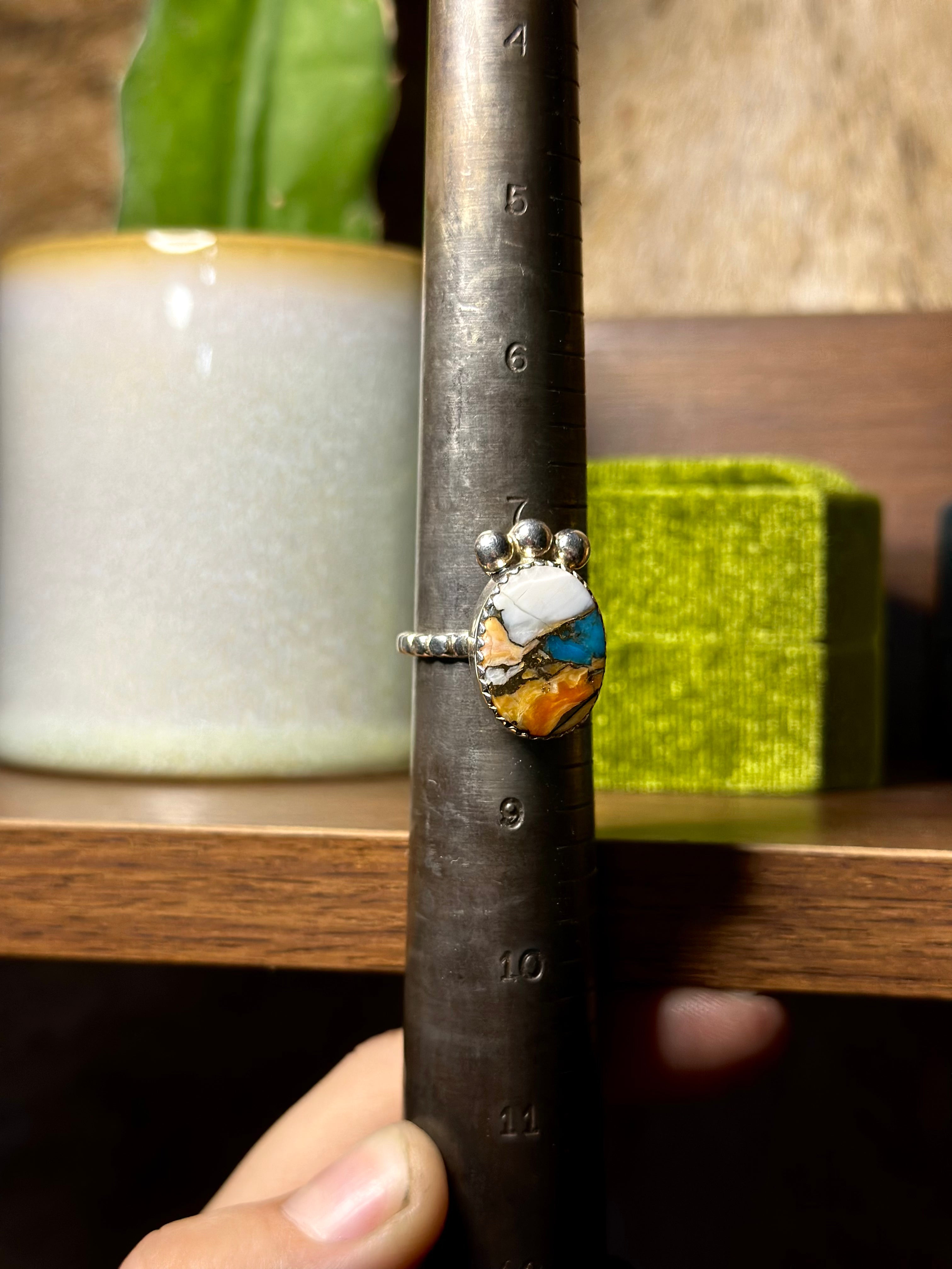 Spiny Oyster & Turquoise Mojave Ring.