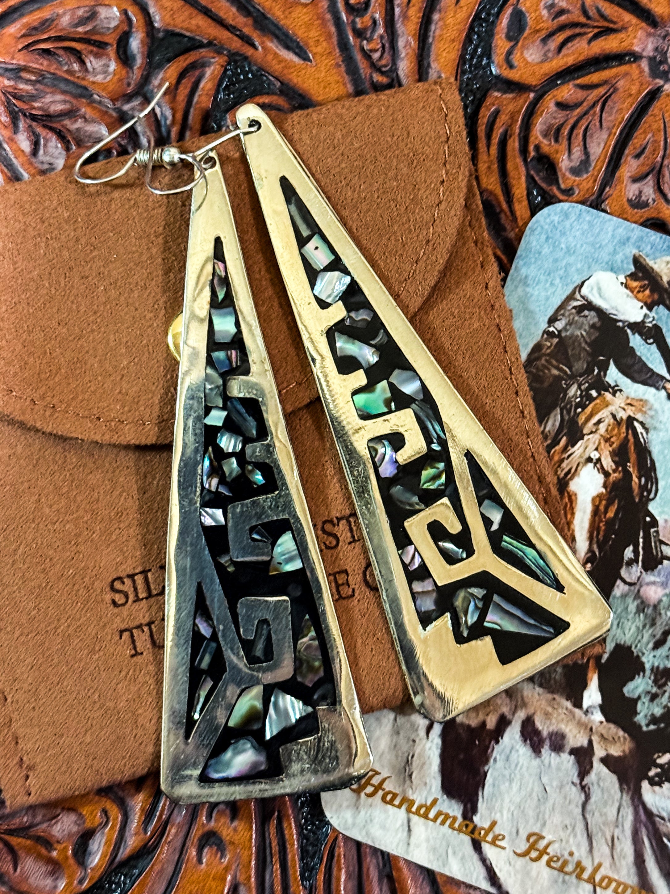 Zuni Large Sterling Silver Earrings.