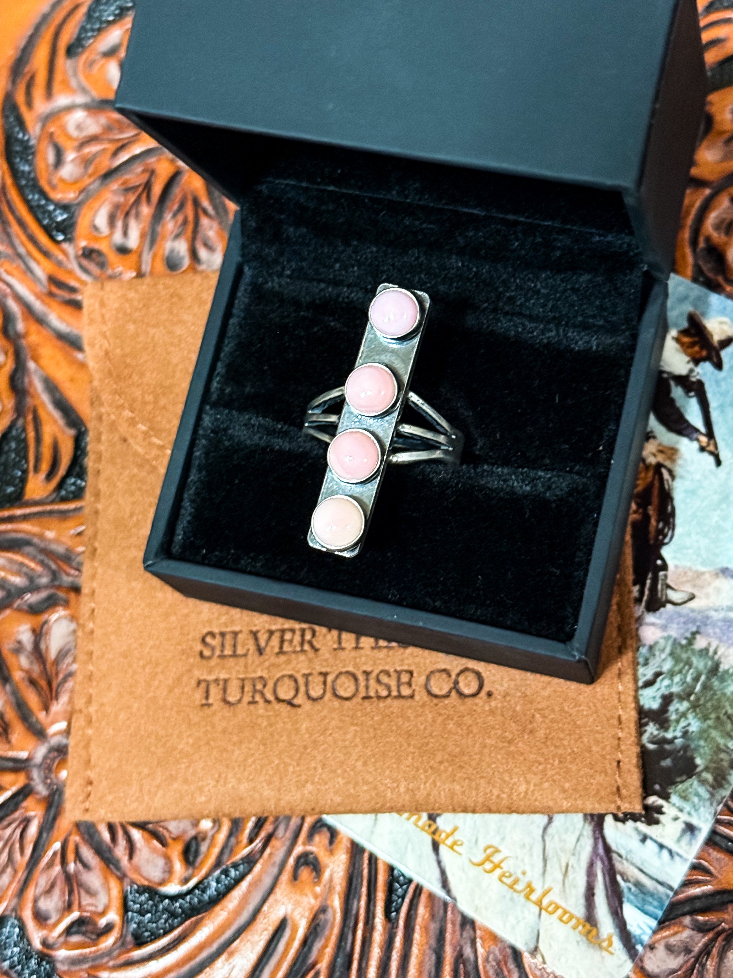 Pink Conch Bar Ring.