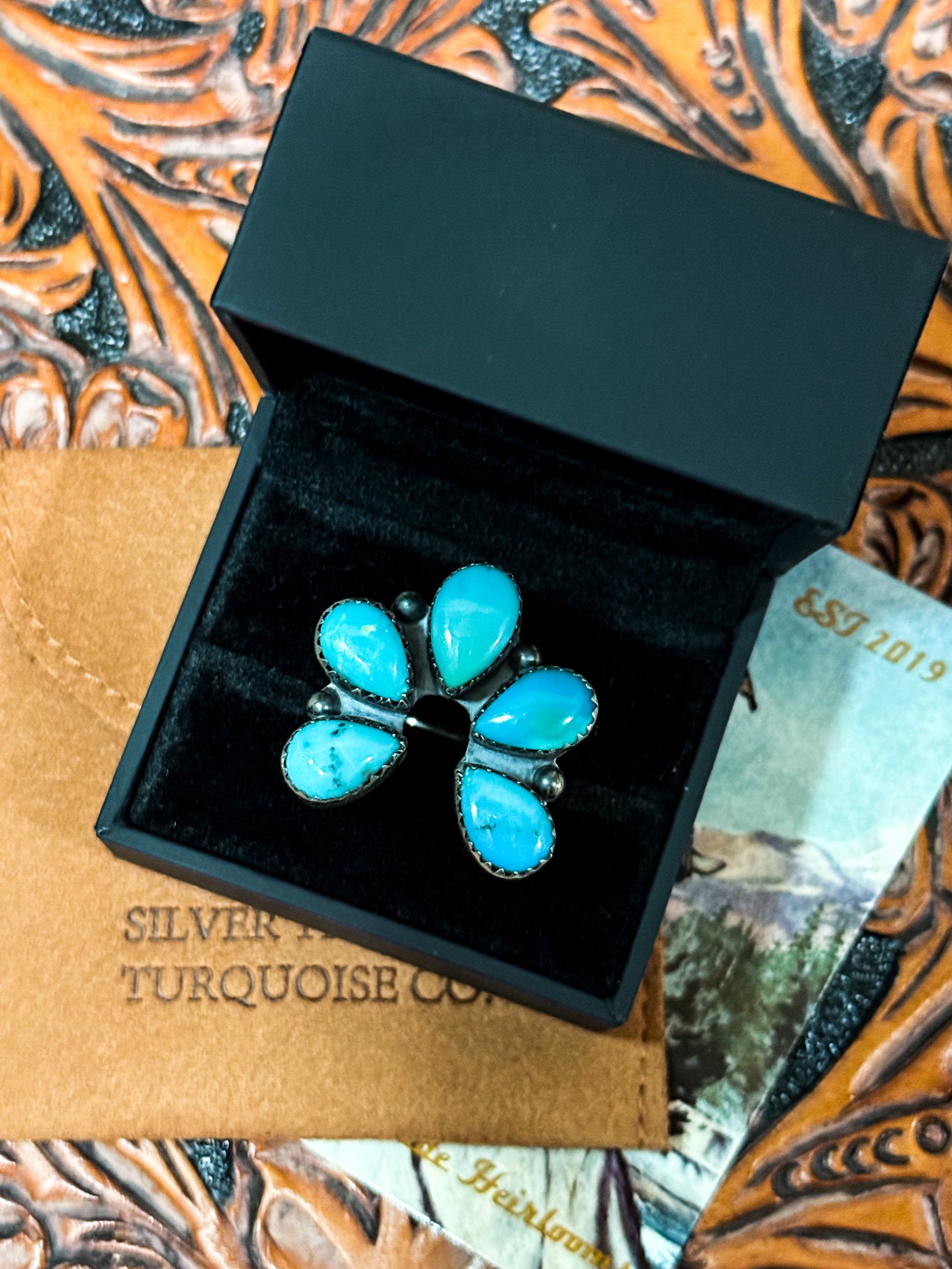 Large Turquoise Cluster Ring.