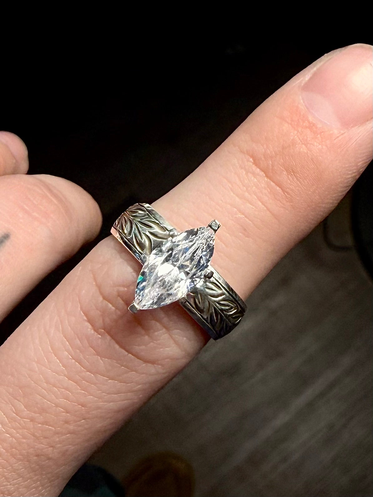 READY TO SHIP FLORAL ENGAGEMENT RING.