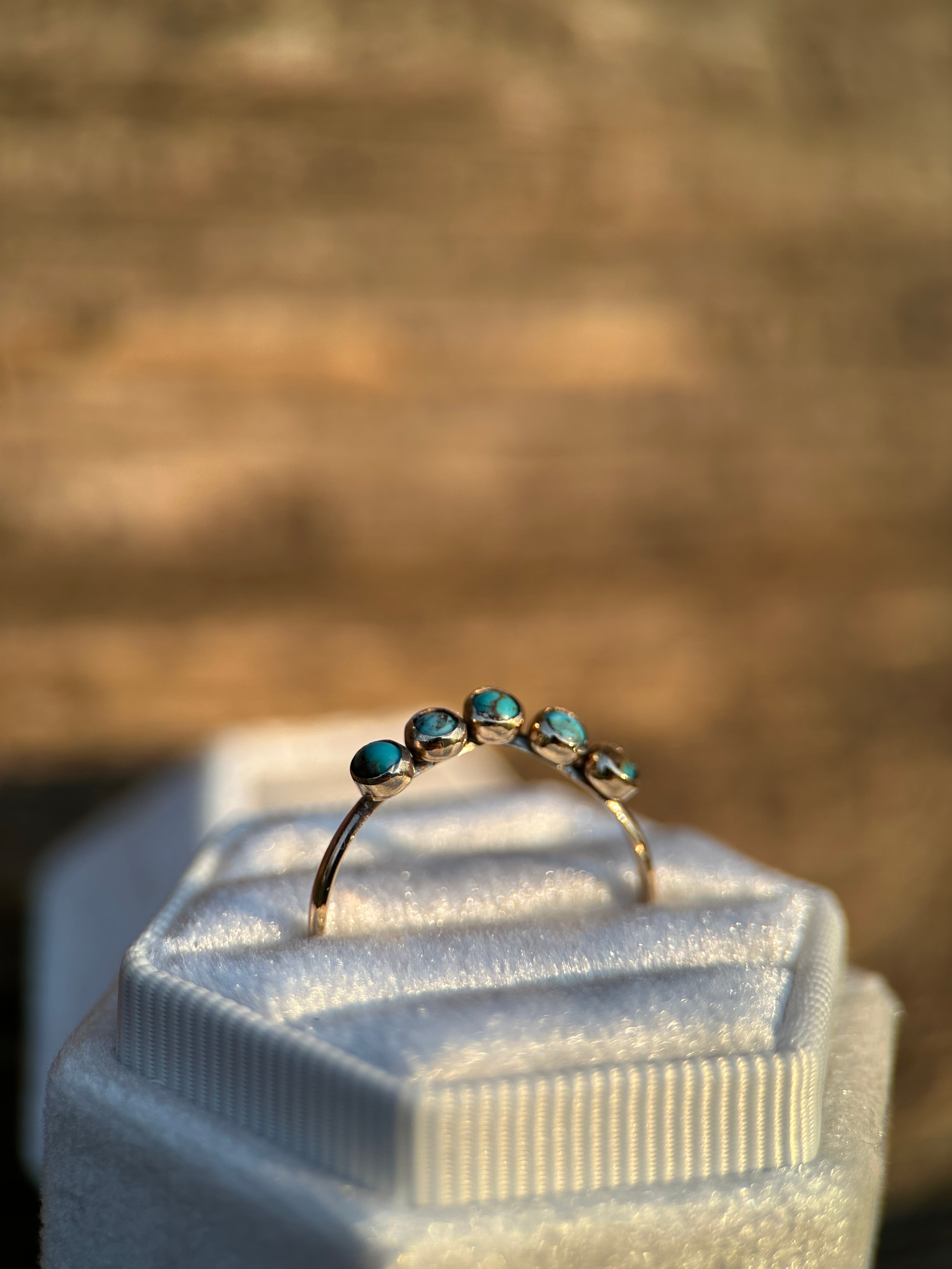 14k Yellow Gold & Kingman Turquoise Custom Wedding Band.