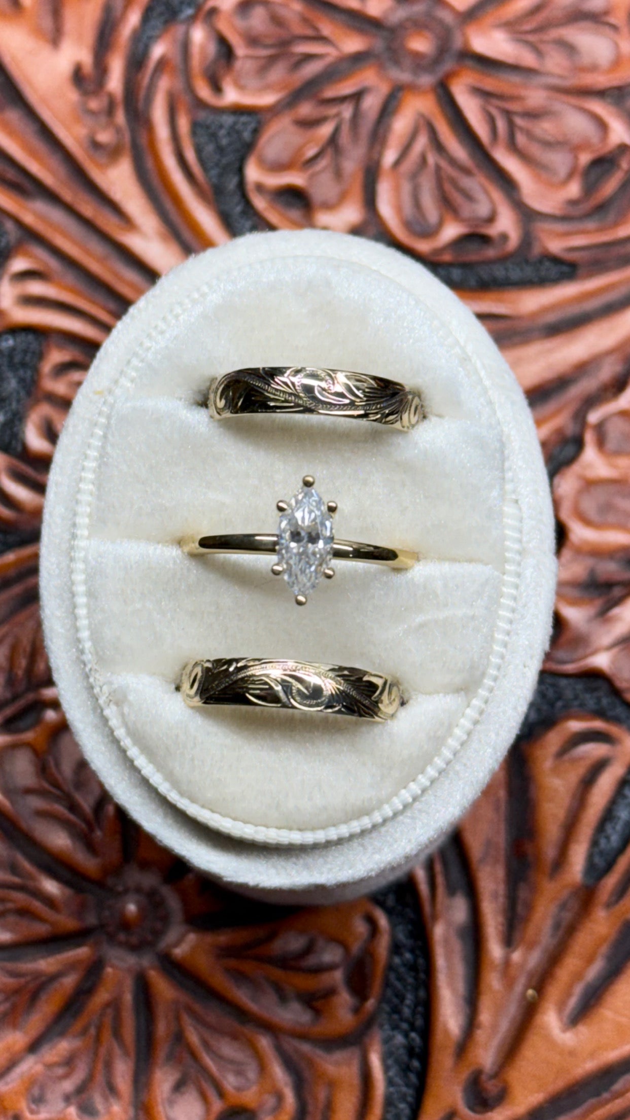 MARQUEE MOISSANITE 14k YELLOW GOLD SET.