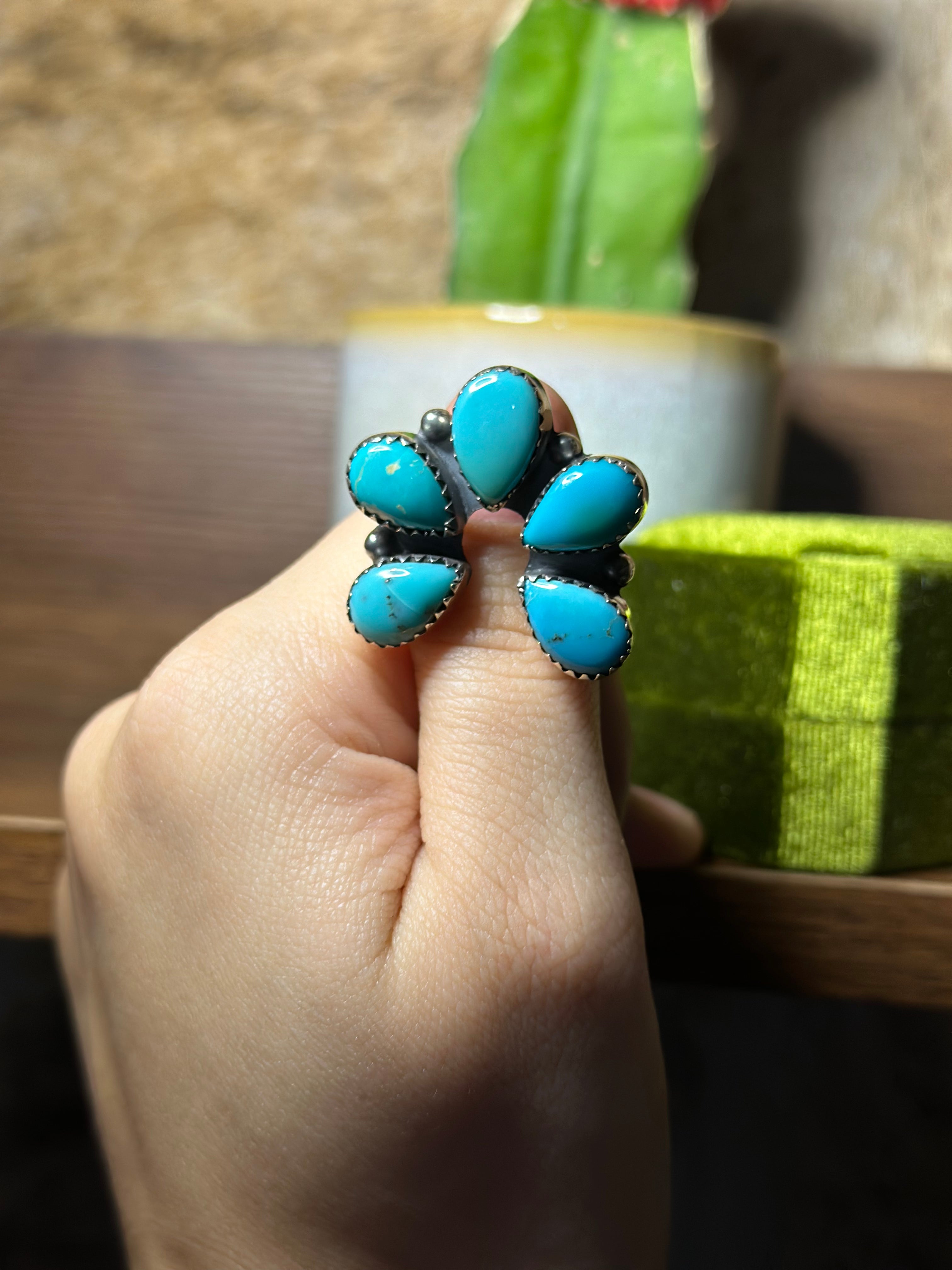 Large Turquoise Cluster Ring.