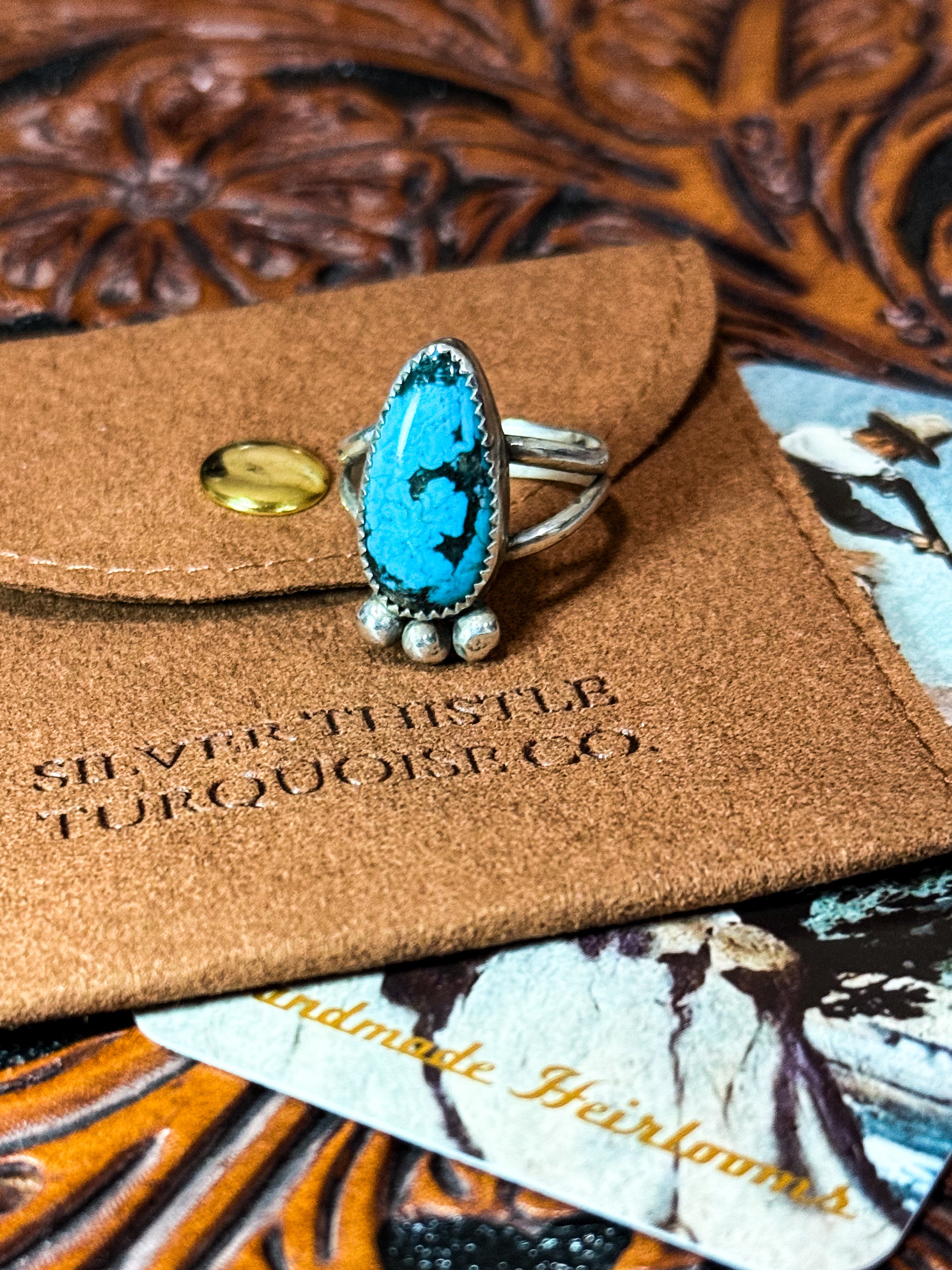 Authentic Smoky Kingman Handmade Turquoise Ring.