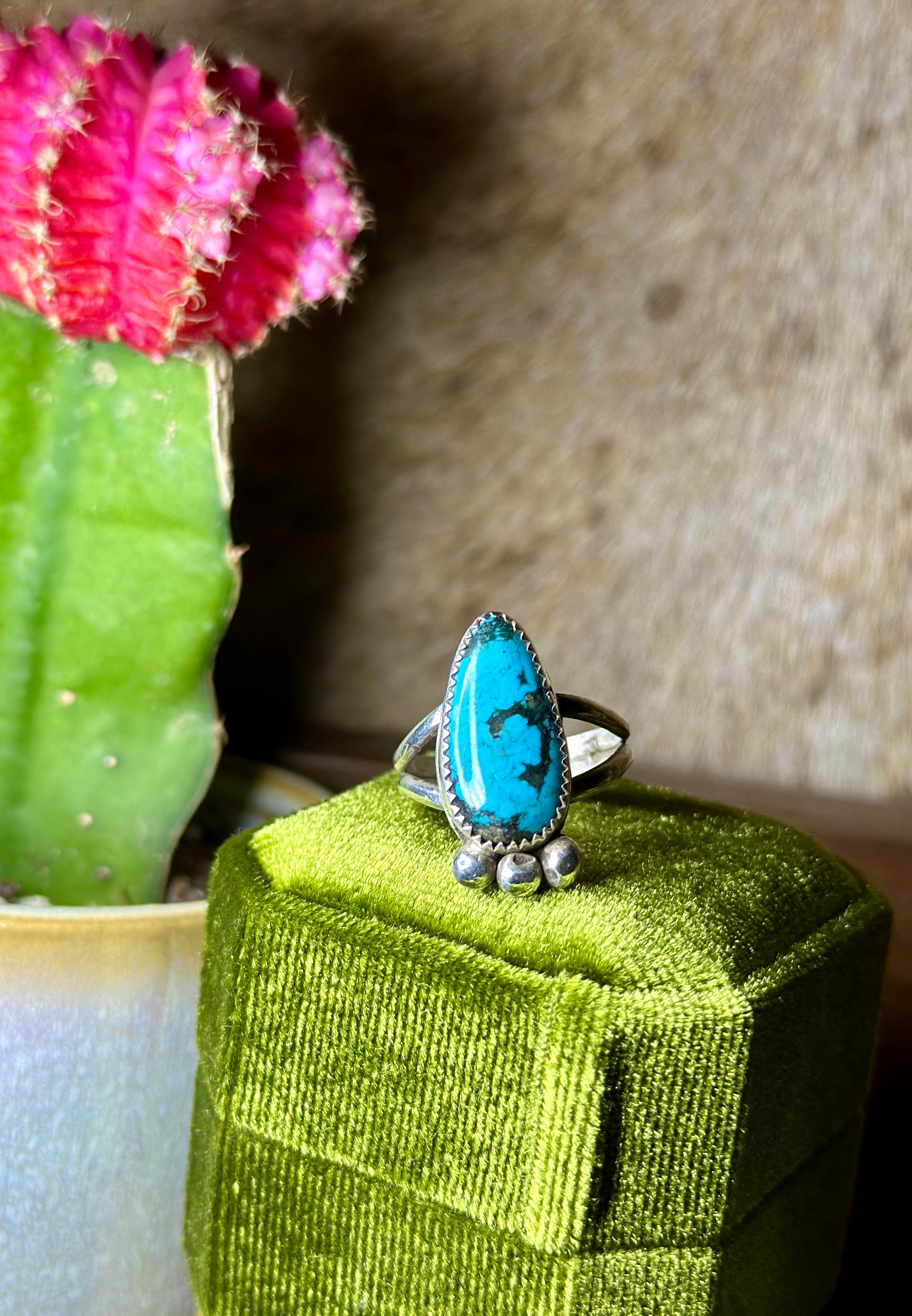 Authentic Smoky Kingman Handmade Turquoise Ring.